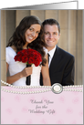 White Pearls, Jewel, Pink Floral, Wedding Gift Thank You Photo Card