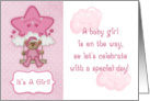 Pink Teddy Bear, Baby Girl Shower Invitation card