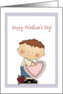 Little Boy, Valentine, Heart, Flower card