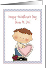 Little Boy, Valentine, Mom and Dad, Heart, Flower card
