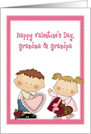 Little Kids, Valentine, Grandma and Grandpa, Heart, Flower card