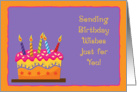 Birthday Cake, Candles, Purple card