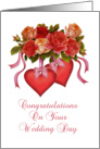 Hearts and Roses, Congratulations, Wedding Day card