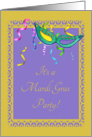 Mardi Gras, Mask, Streamers Invitation card