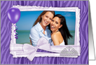 Purple Zebra, Scrap Frame, Tiara Quinceanera Photo Invitation card