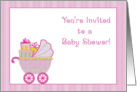 Baby Carriage, Gifts, Pink Baby Shower Invitation card