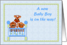Baby Animals, Crib Blue Green Shower Invitation card
