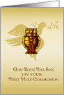 First Communion Chalice, Dove, Congratulations Son card