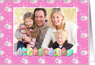 Happy Easter Eggs, Bunnies, Pink, Photo Card