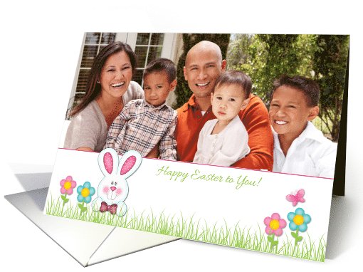 Easter Bunny, Flowers, Photo card (1002763)