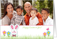 Easter Bunny, Flowers, Photo Card