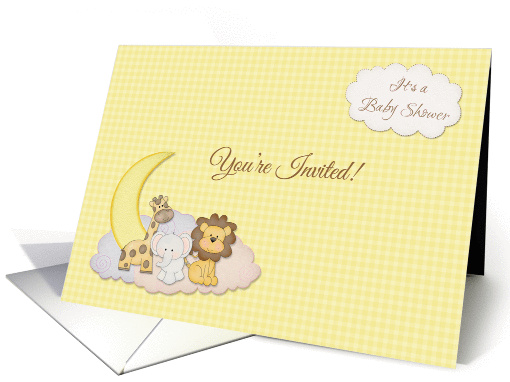 Zoo Animals, Yellow Checks, Baby Shower Invitation card (1004057)