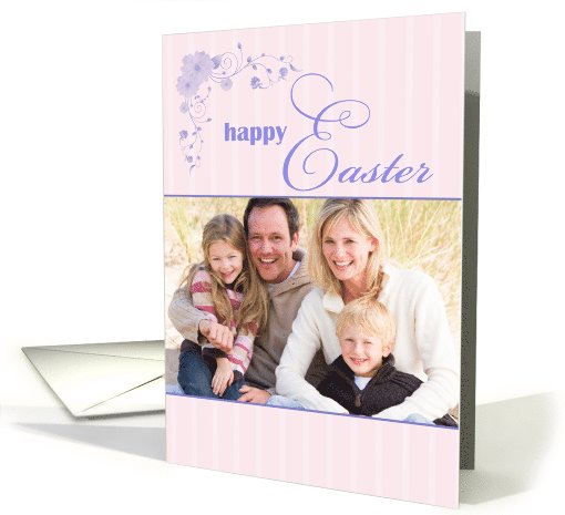 Happy Easter, Purple Floral Photo card (1036927)