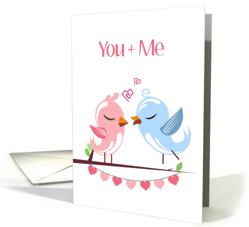 Pink and Blue Love Birds Valentine's Day card (1036937)