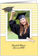 Yellow and White Chevron Graduation Photo Card