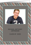 Modern Diagonal Stripes, Gray, Photo Graduation Announcement card