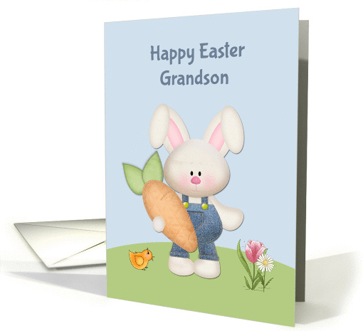 Cute Bunny with Carrot, Grandson, Easter Greeting card (1050015)