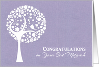 Bat Mitzvah, Modern White Tree, Congratulations card
