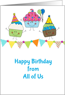 Happy Cupcakes Birthday Greeting From All of Us card