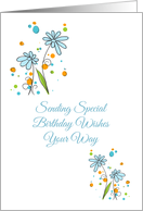 Blue Flower Garden, Special Birthday Greeting card
