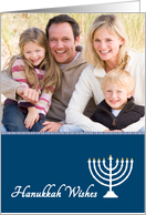 White Menorah Hanukkah Photo Card