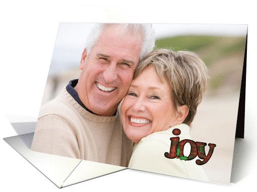 Plaid and Holly Joy Text, Holiday Photo card (1123220)