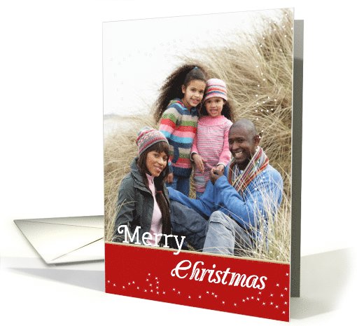 Red Border, White Stars, Merry Christmas Photo card (1125956)