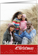 Red Border, White Stars, Merry Christmas Photo Card