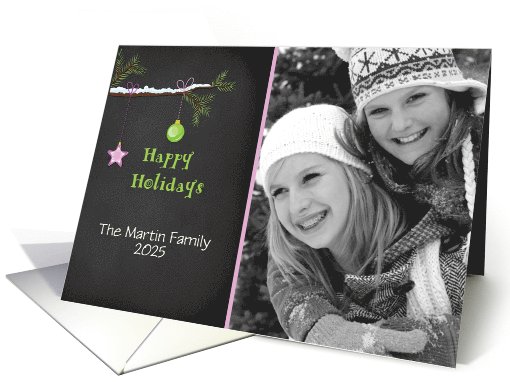 Snowy Branch, Chalkboard Happy Holidays Photo card (1126358)