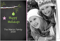 Snowy Branch, Chalkboard Happy Holidays Photo Card