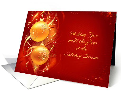 Gold Ornaments on Red, Holiday Greeting card (1129426)