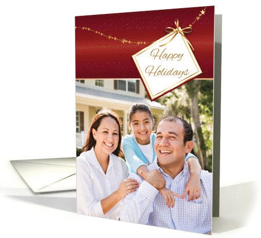 Happy Holidays Tag, Gold Stars, Photo card (1129432)