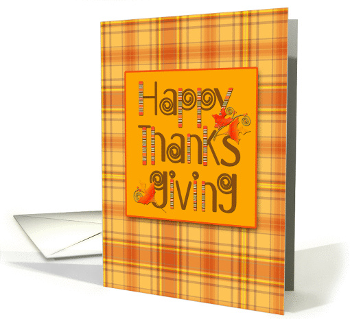Happy Thanksgiving Text, Autumn Plaid card (1146560)