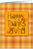 Happy Thanksgiving Text, Autumn Plaid card