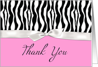 Thank You Zebra Print, Pink, Blank card