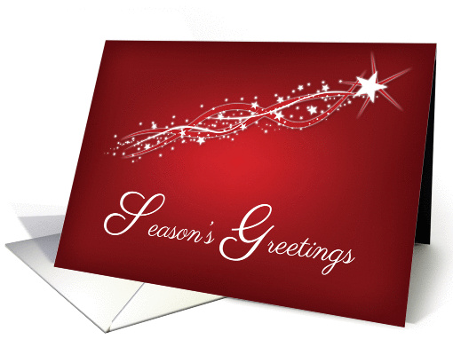 White Sparkling Stars on Red, Season's Greetings card (1151078)