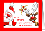 Santa and Reindeer, Christmas Greeting card