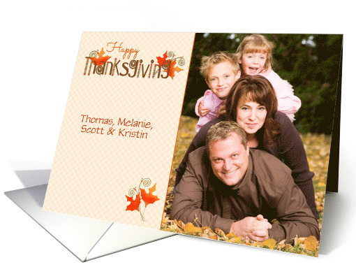 Thanksgiving Word Art, Leaves, Photo card (1153042)