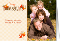 Thanksgiving Word Art, Leaves, Photo Card