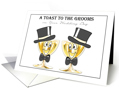 Grooms Champagne Toast, Gay Male Wedding Congratulations card