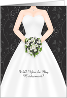 Wedding Party Invitation, Bride, Black, White Customizable card