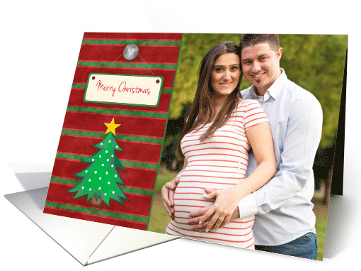 Christmas Tree, Hanging Tag, Holiday Stripes Photo card (1156044)