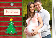 Christmas Tree, Hanging Tag, Holiday Stripes Photo Card