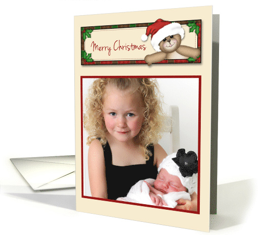 Teddy Bear, Santa Hat, Merry Christmas Photo card (1156992)