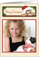 Teddy Bear, Santa Hat, Merry Christmas Photo Card
