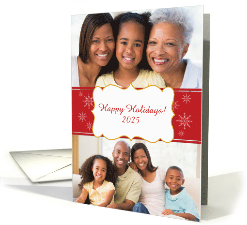 Snowflakes on Red, Tag, Holiday Photo Card, Customize card (1158876)