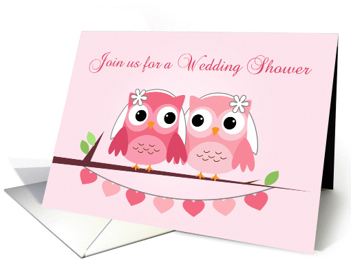 Pink Owls, Lesbian Bridal Shower Invitation card (1162026)