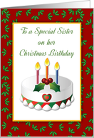 Christmas Birthday, Holiday Cake, Holly card