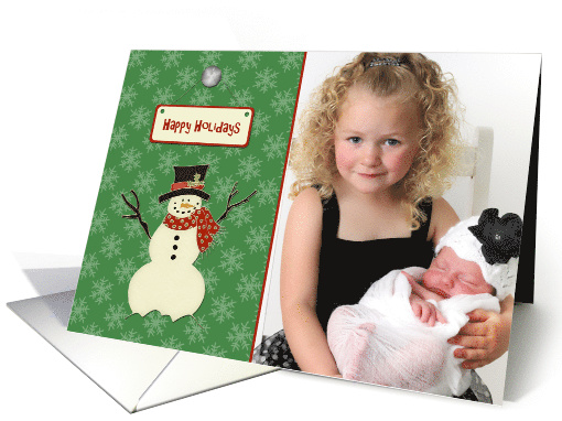 Holiday Snowman, Snowflakes, Happy Holidays card (1162444)