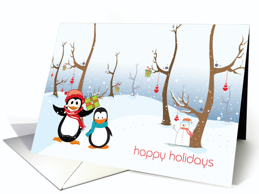 Penguins Winter Scene, Happy Holidays card (1171578)